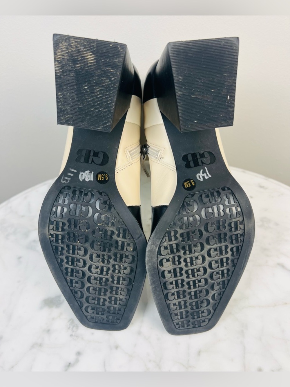 GB “Holy-Grail” Wavy Colorblock Leather Block Heel Booties – Size 9.5 - Picture 8 of 11